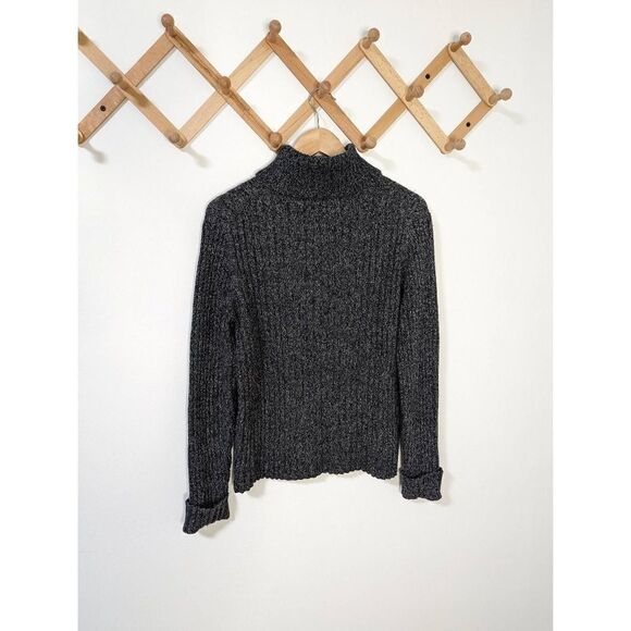 Eddie Bauer Gray Ribbed Knit Long Sleeve Turtleneck Sweater - Size L - Picture 3 of 5